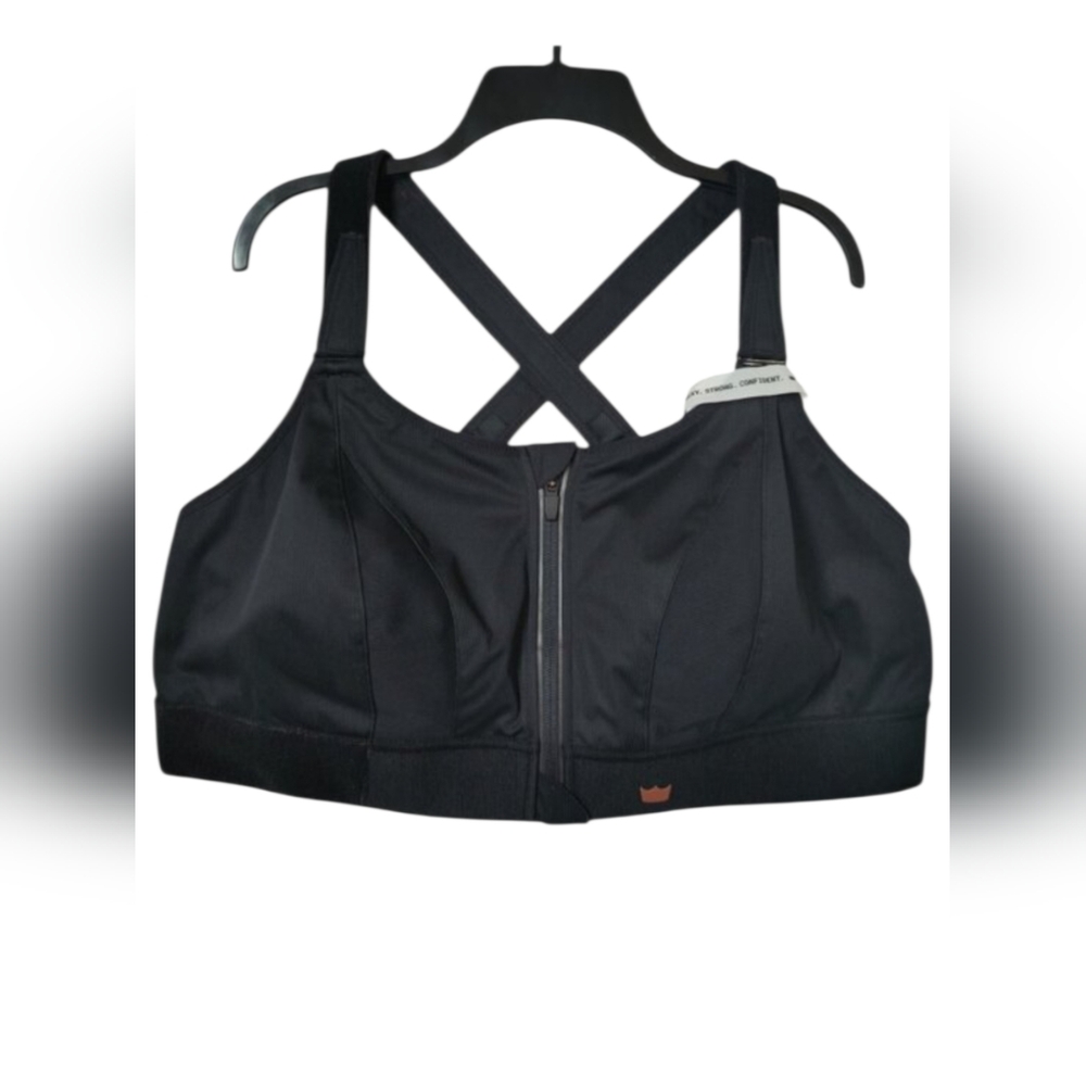 SheFit Womens Plus Size 4 Luxe Black Adjustable Sports Bra High Impact